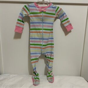 The Beaufort Bonnet Company girls size 6-12 months footed sleeper stripes color